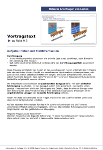 Schulungsmaterialien und Vortragsfolien für die richtige Auswahl, Tragfähigkeit und Handhabung von Stahldrahtseilen in der Anschlagtechnik.